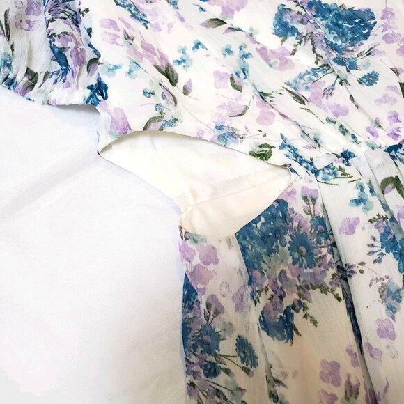 Taylor Womens Dress Size 2 Summer Sundress Floral Cut Out Cottage Ruffle White - Picture 7 of 12